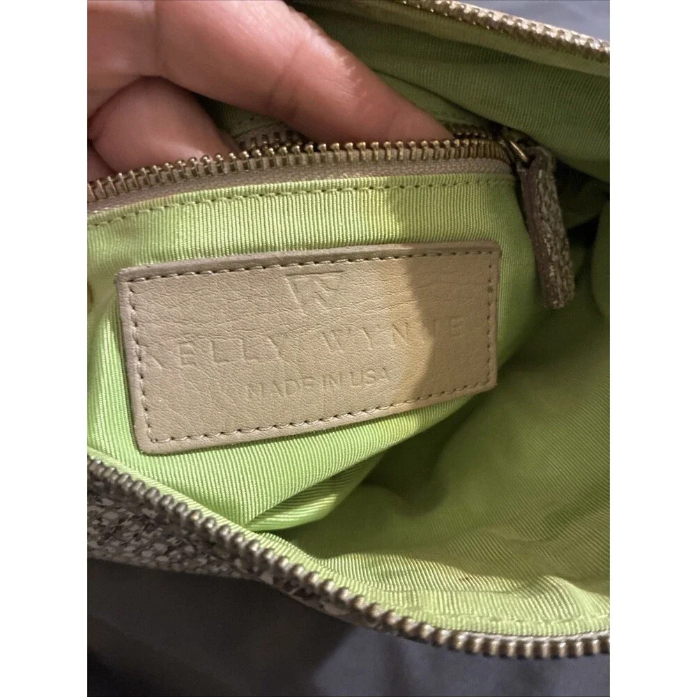 Kelly Wynne Tan Cream Snake Leather Clutch Bag